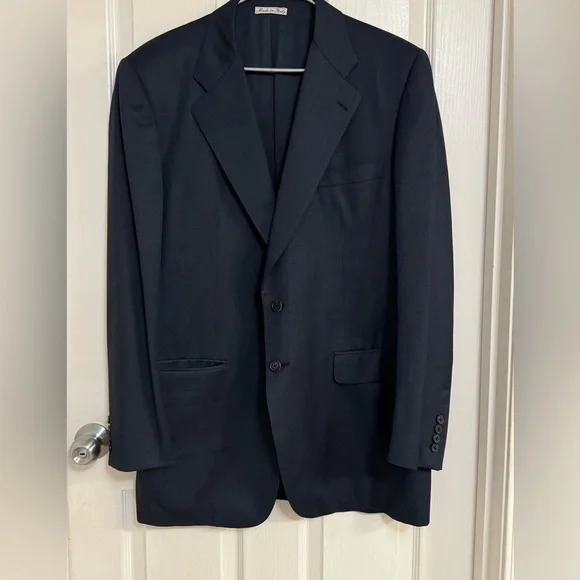 Bruno Magli Roma Blazer | Made in Italy | 100% Wool Super 100’s | Navy Size 44 L - Picture 1 of 11